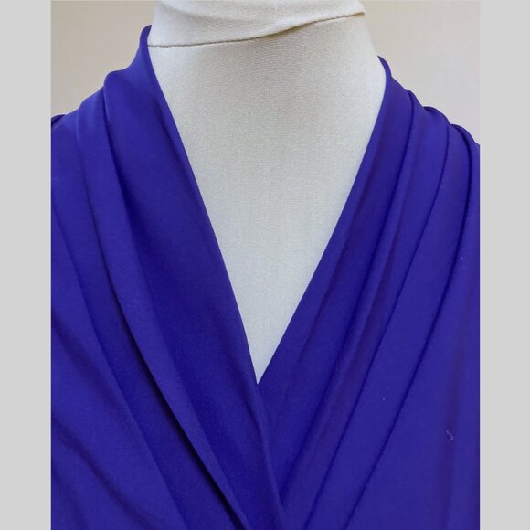 Alexandra deep purple short sleeve drape neck blouse - Picture 3 of 6